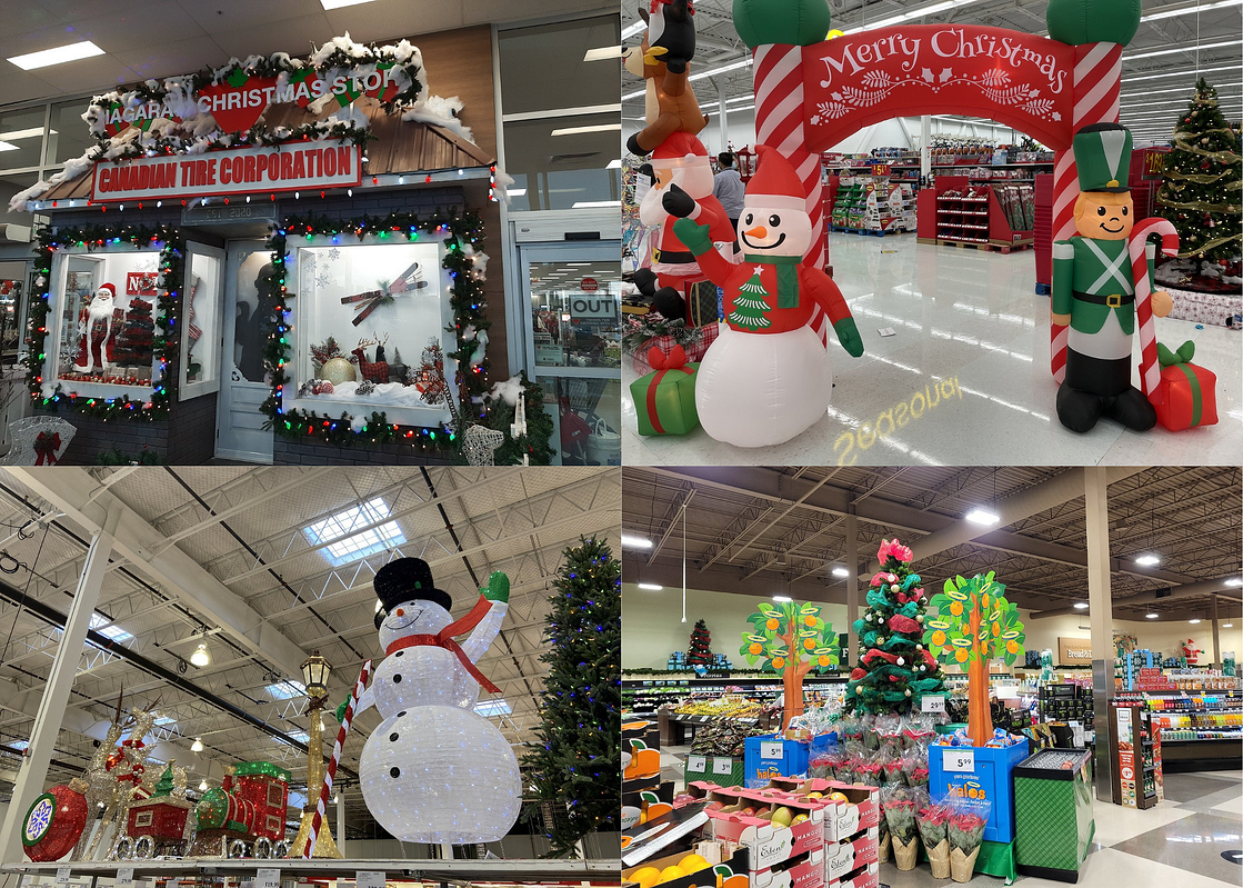 Photo collage of Christmas displays